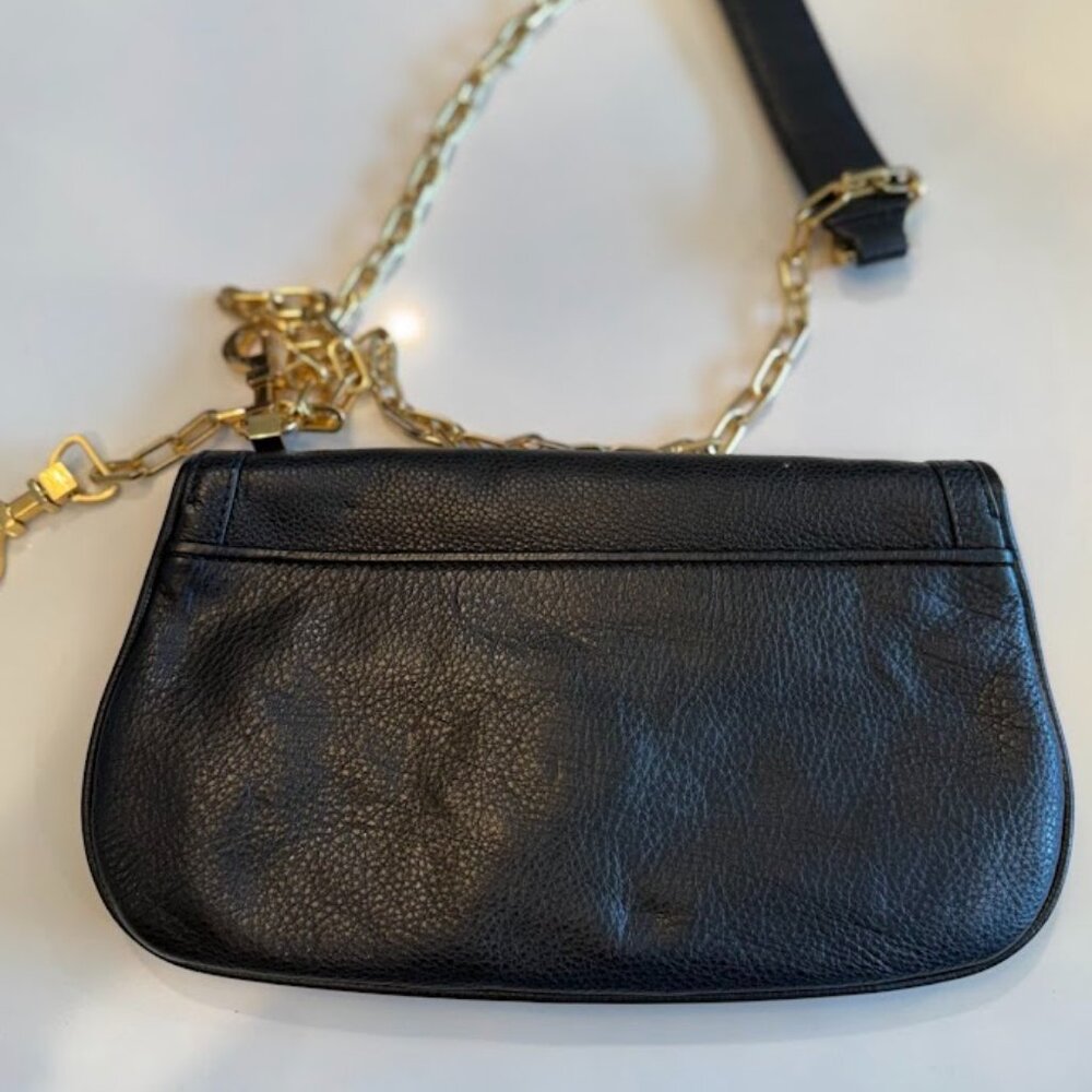 Tory Burch Leather Amanda Black Clutch with Gold Chain - Picture 4 of 4